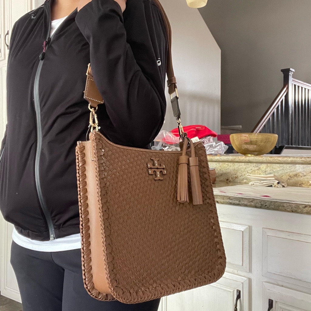 New Tory Burch Thea Woven Large Shoulder Bag